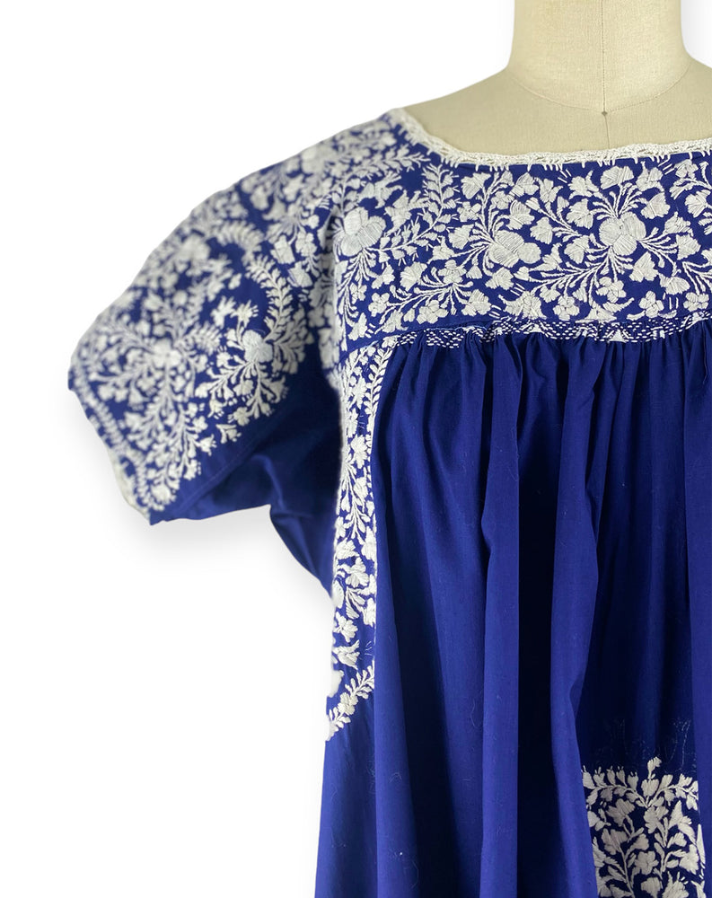 Vintage 70's Navy Blue Boho Maxi Dress
