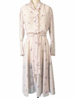 Grow Into Something New - Vintage Floral Chiffon Long Sleeve Dress - Therein - Modern & Vintage