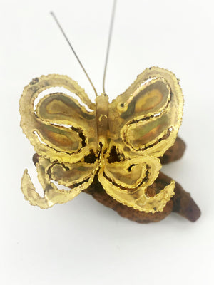 
                  
                    Vintage Brass Butterfly on Wood Base
                  
                
