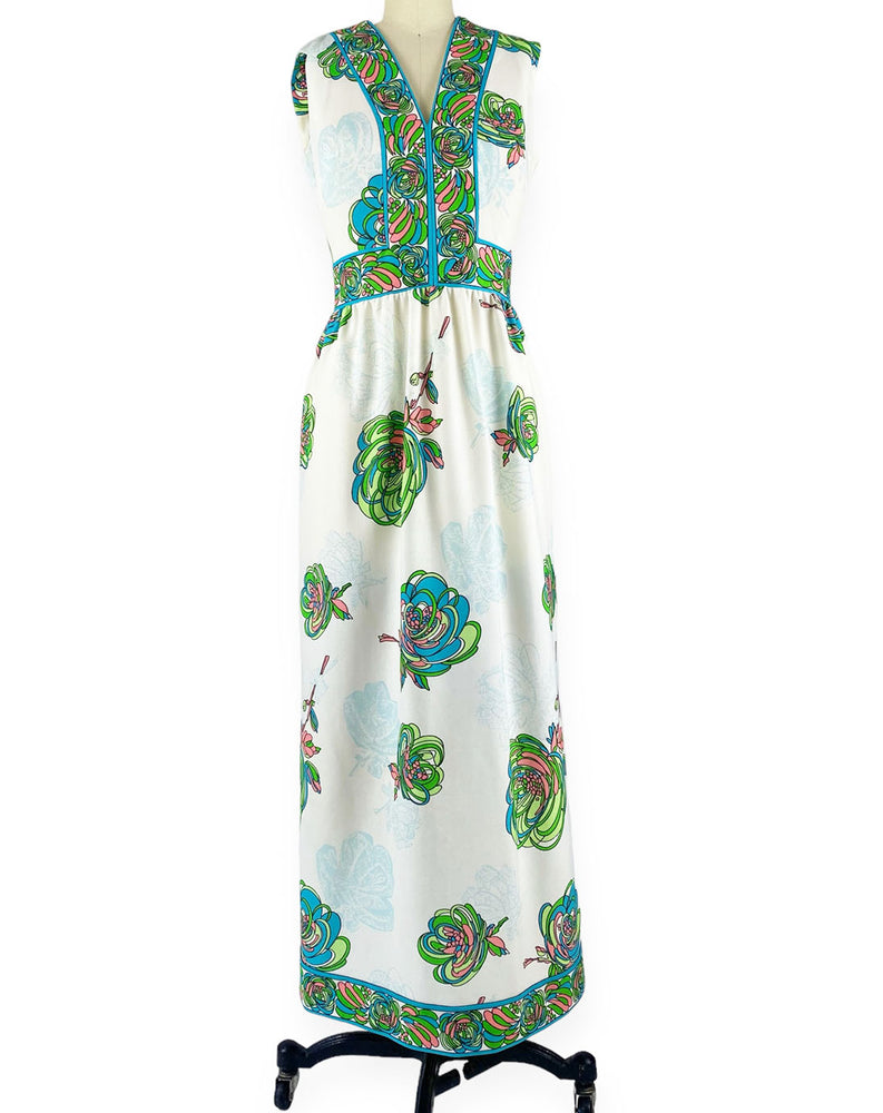 
                  
                    Vintage 70's Green Floral Maxi Dress
                  
                