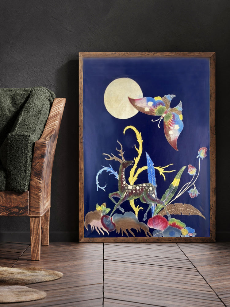 Vintage Dream Lunar Moon & Moth Art - Therein - Modern & Vintage